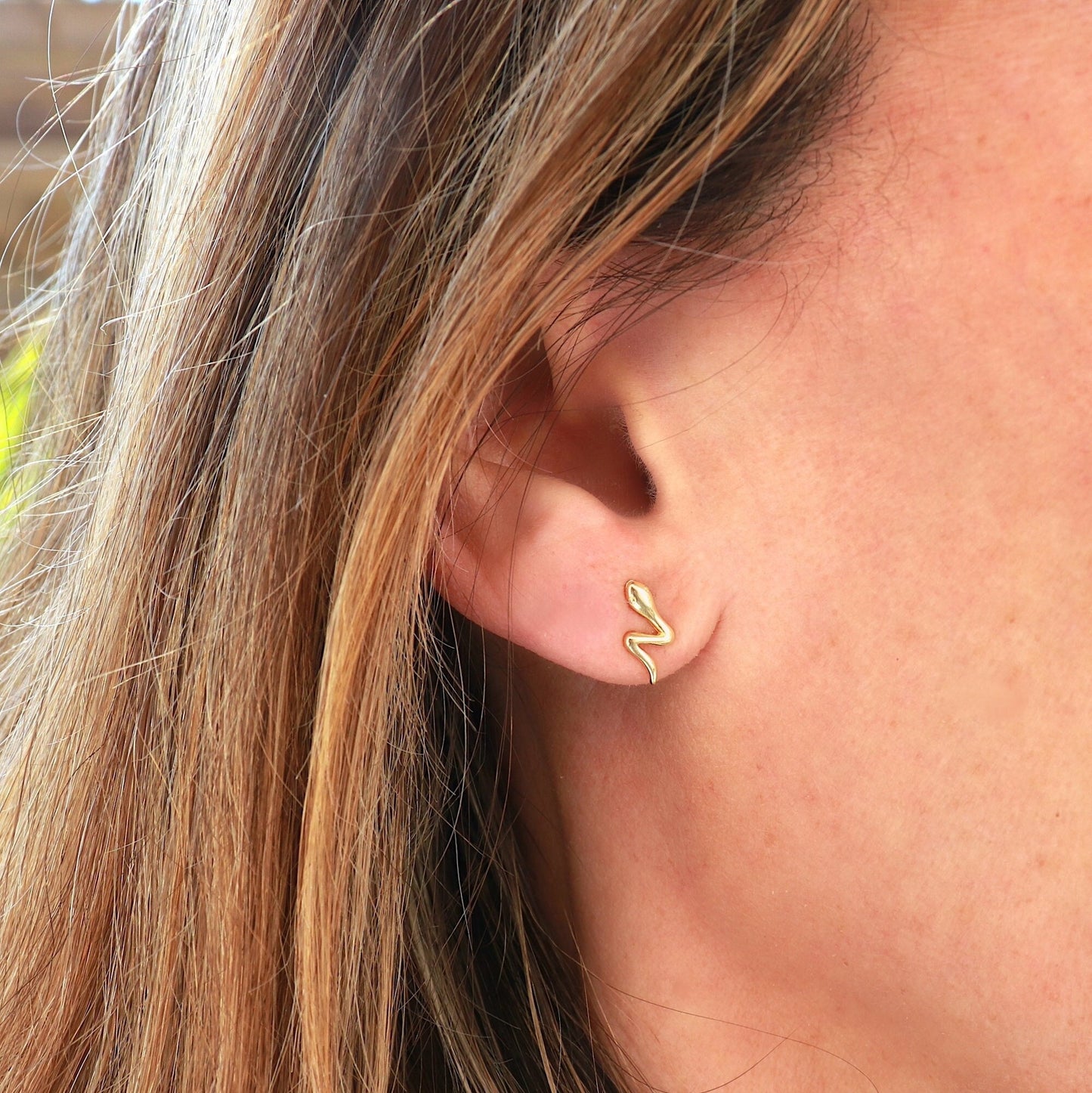 Boucles d'oreilles puces serpent femme argent ou doré