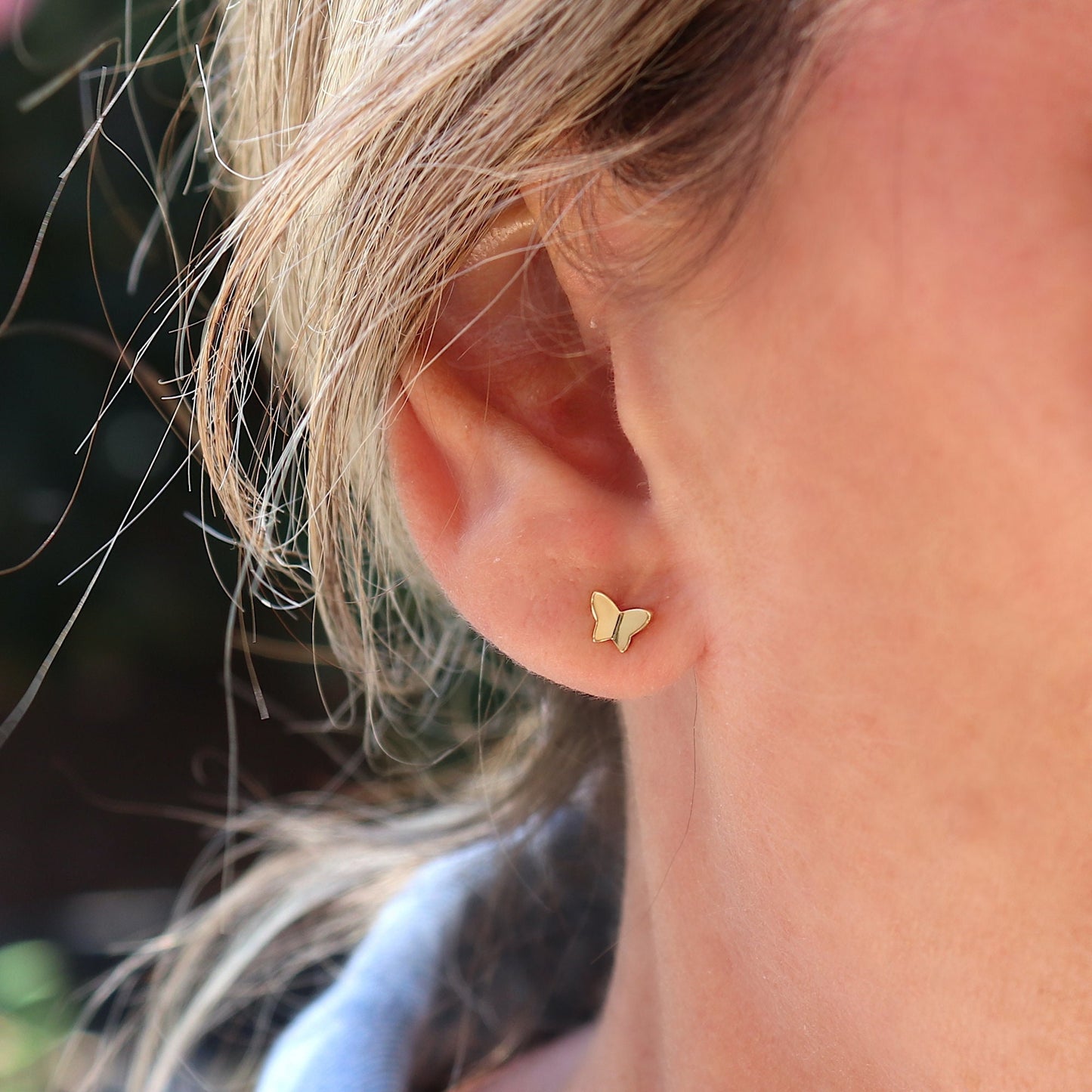 Puces d'oreilles papillon pour femme doré ou argent