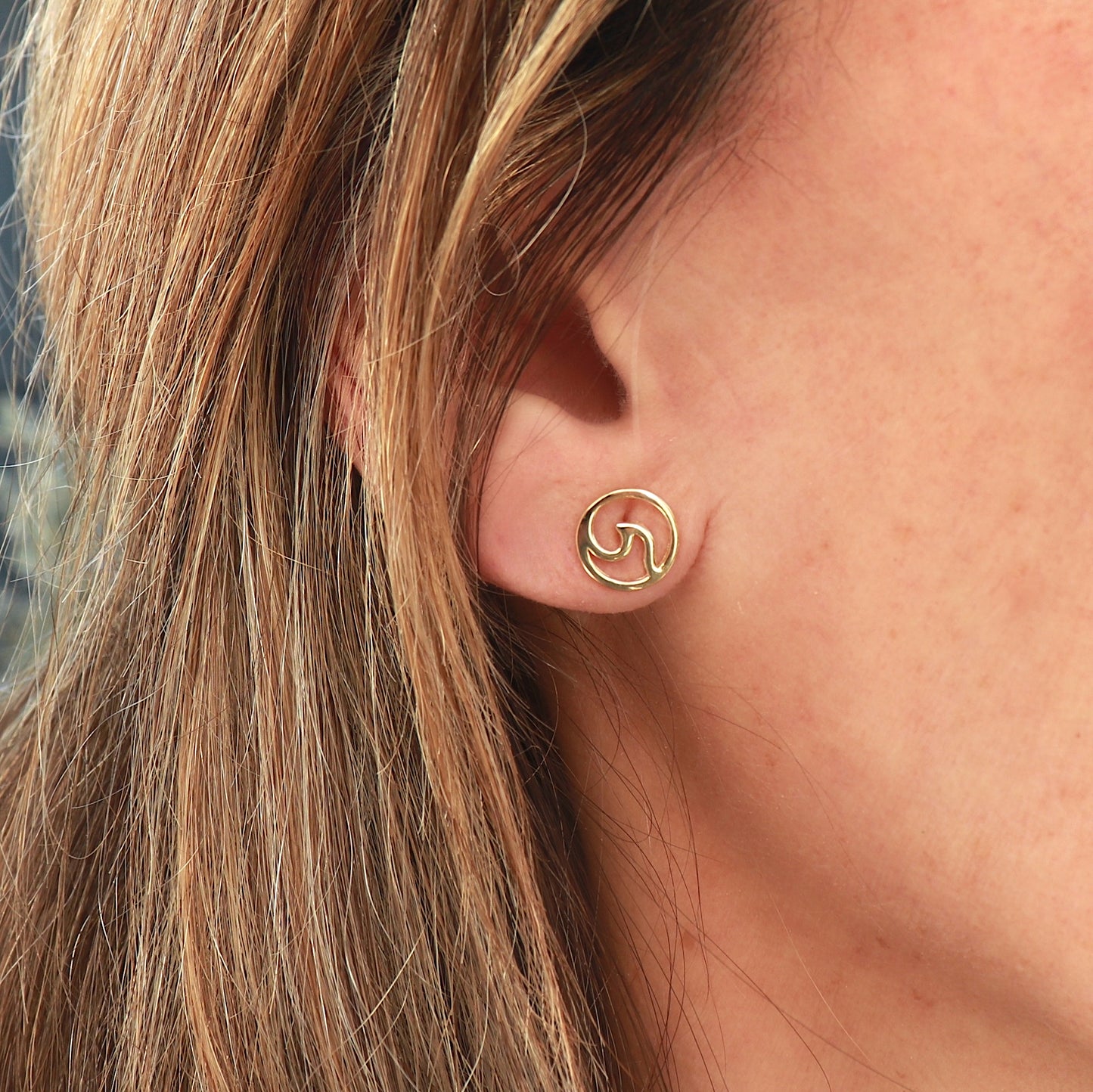 boucles d'oreilles clous vague pour femme doré