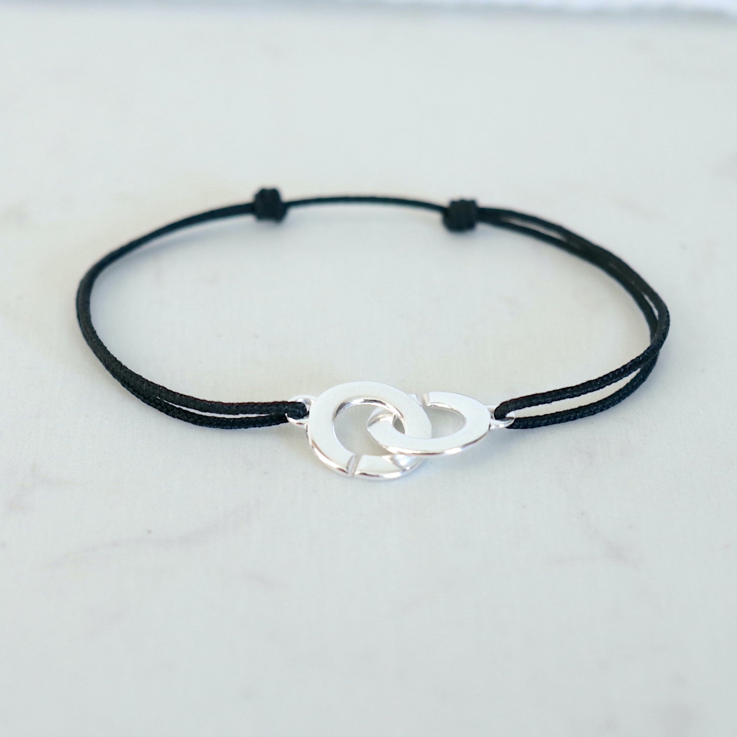 bracelet menottes argent massif sur cordon au choix pour femme,cadeaux pour elle