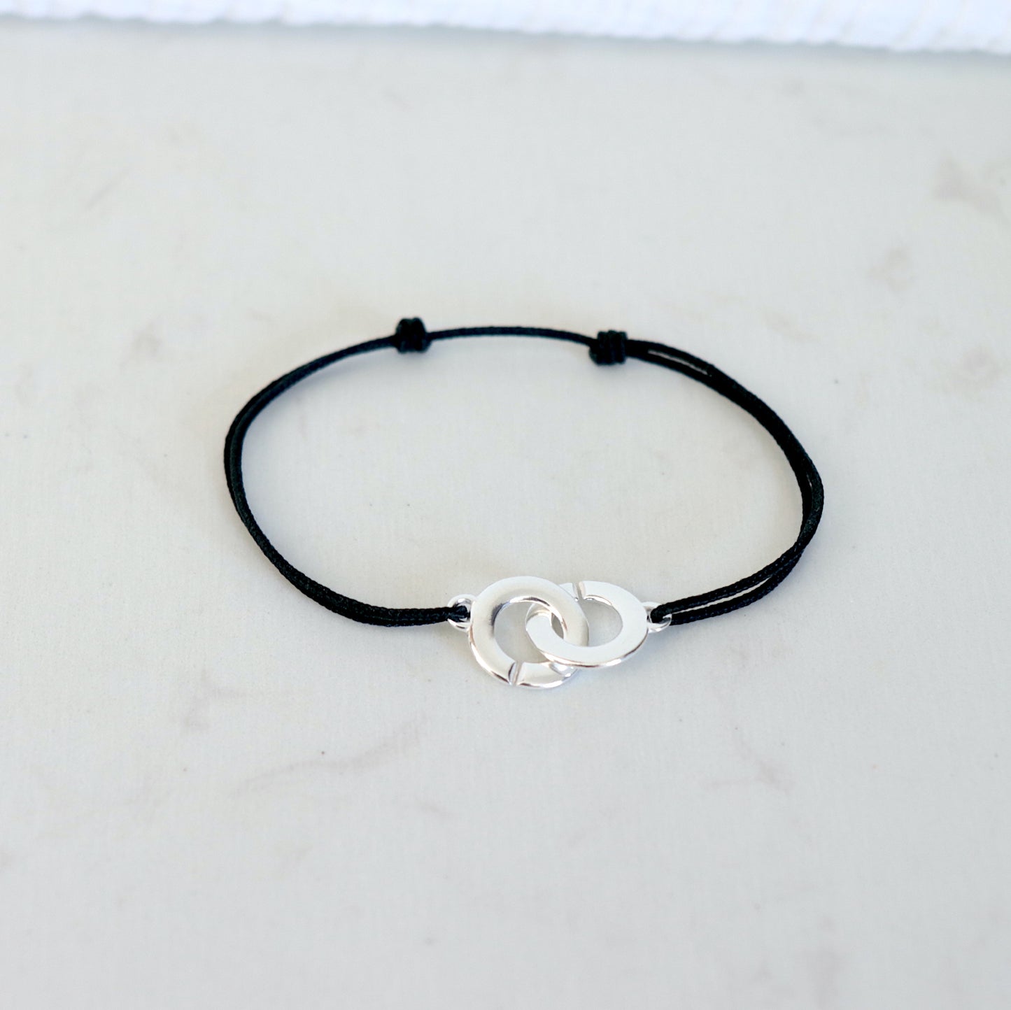 bracelet menottes argent massif sur cordon au choix pour femme,cadeaux pour elle