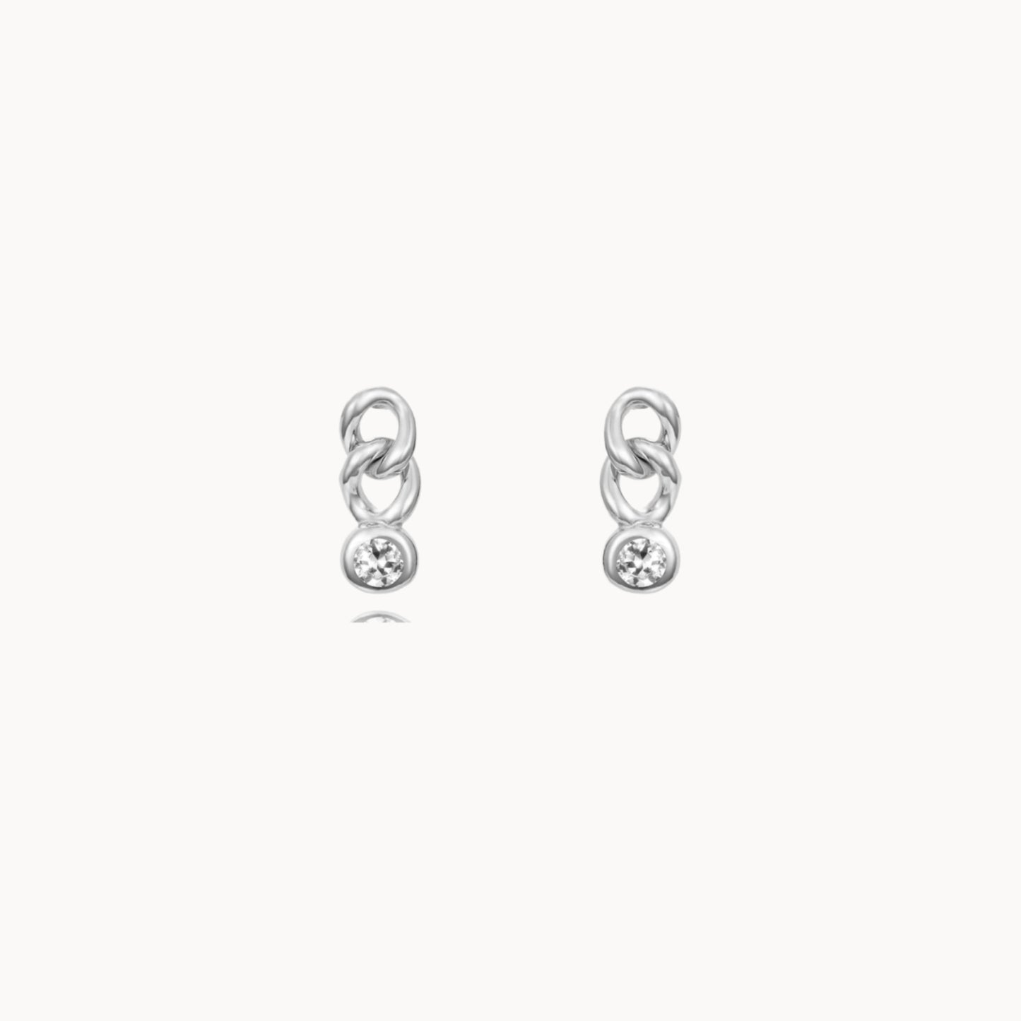 Clous d'oreilles maillons et zircon femme doré ou argent