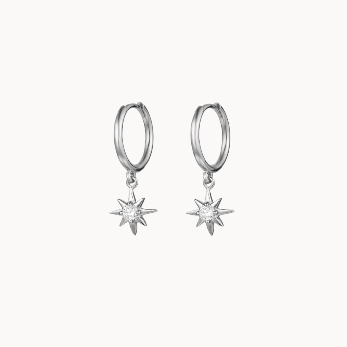 Petites boucles d'oreilles cerceaux pendentif étoile avec zircon
