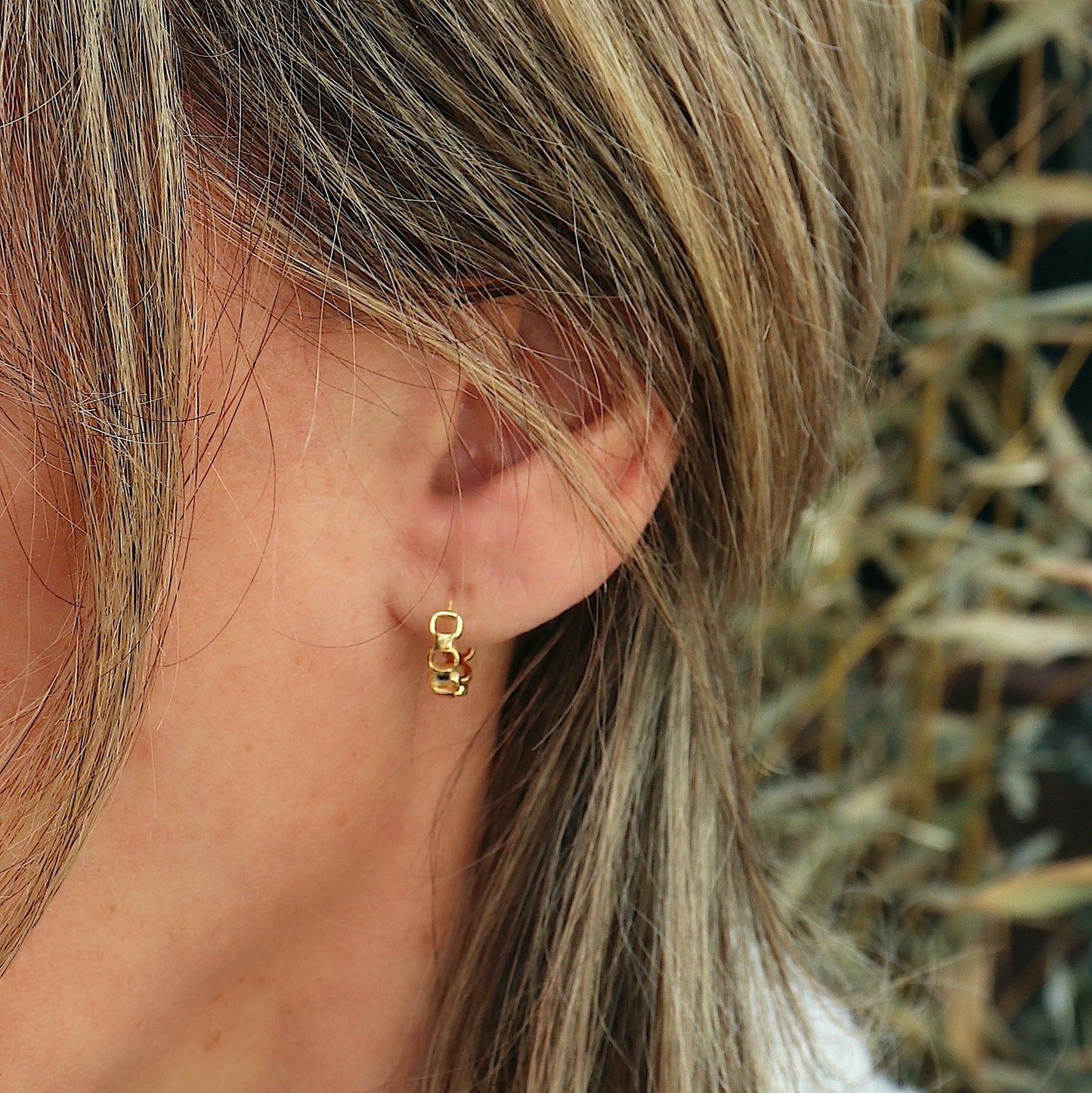 Petites boucles d'oreilles cerceaux en forme de maillons argent ou doré