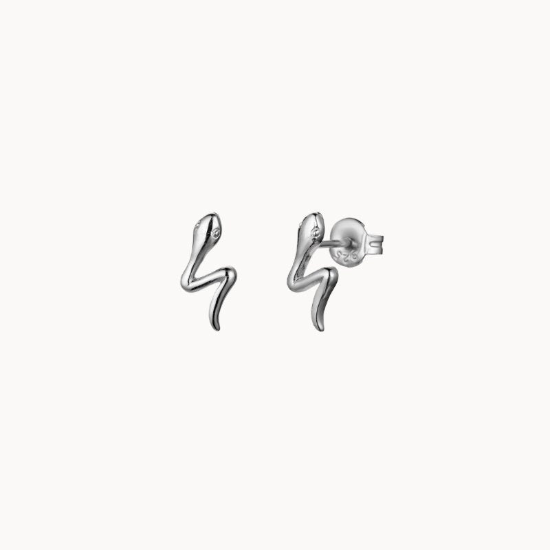 Boucles d'oreilles puces serpent femme argent ou doré