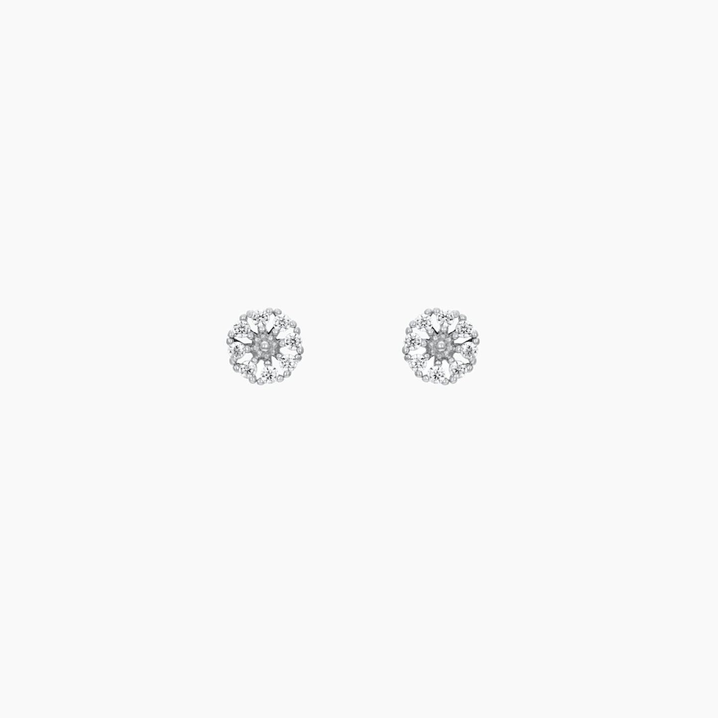 Petits clous d'oreilles fleurs avec zircons pour femme