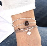 Bracelet pierre de gemmes quartz fumé sur chaine argent 925 - unbijouforyou