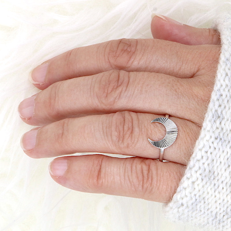 Bague argent 925 croissant de lune pour femme - unbijouforyou