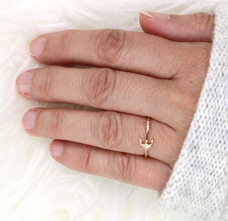 Bague plaqué or ancre pour femme - unbijouforyou