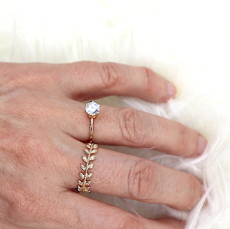 Bague femme plaqué or solitaire - unbijouforyou