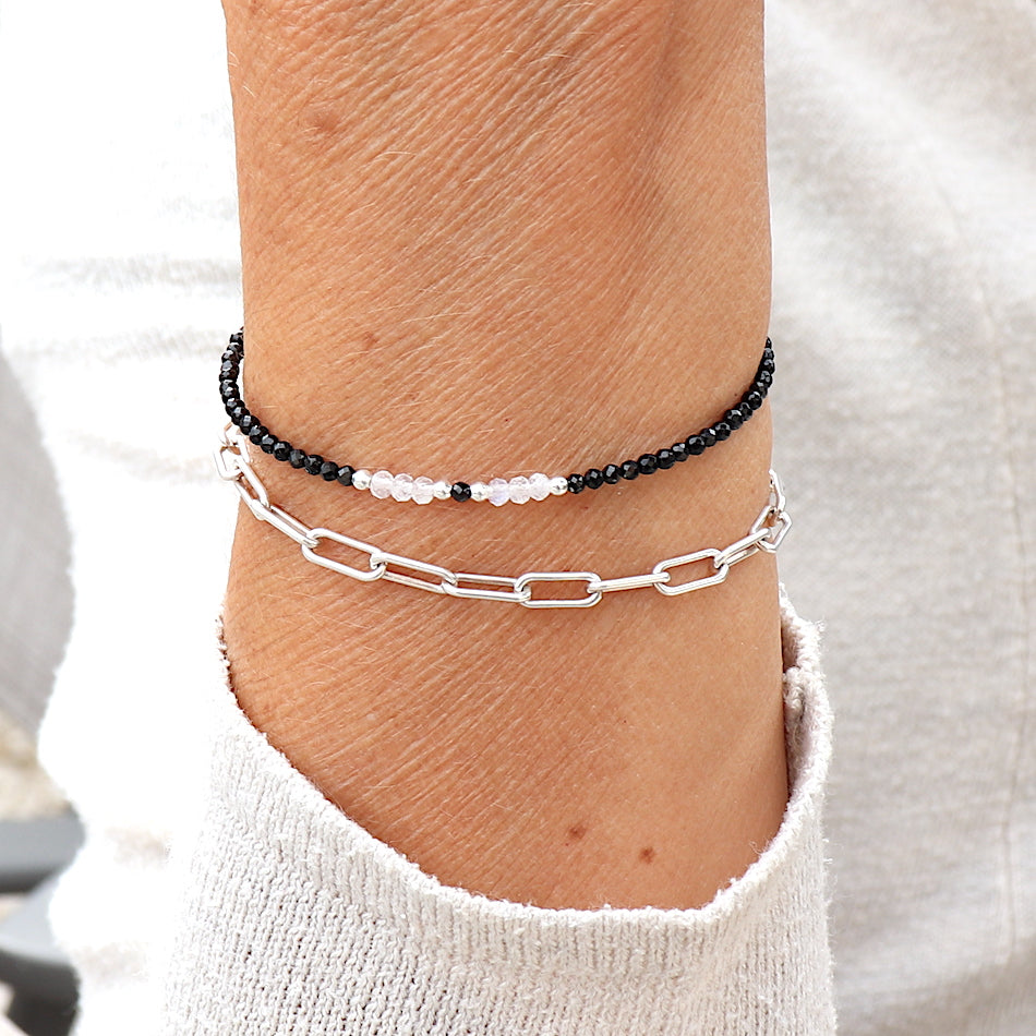 bracelet cordon monté avec des pieds de gemmes pour femme