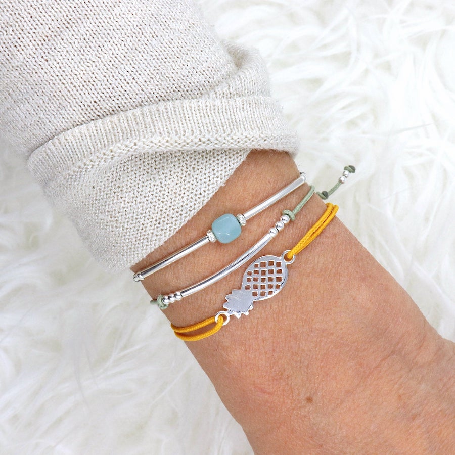 Bracelet cordon ananas argent 925 pour femme - unbijouforyou