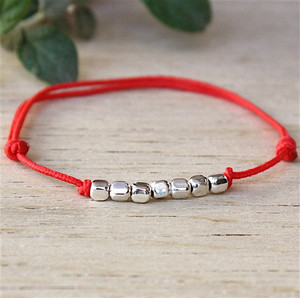 Bracelet femme cordon perles carrées argent 925 - unbijouforyou