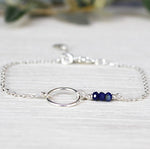 Bracelet femme anneau argent 925 et pierres de gemmes lapis lazuli