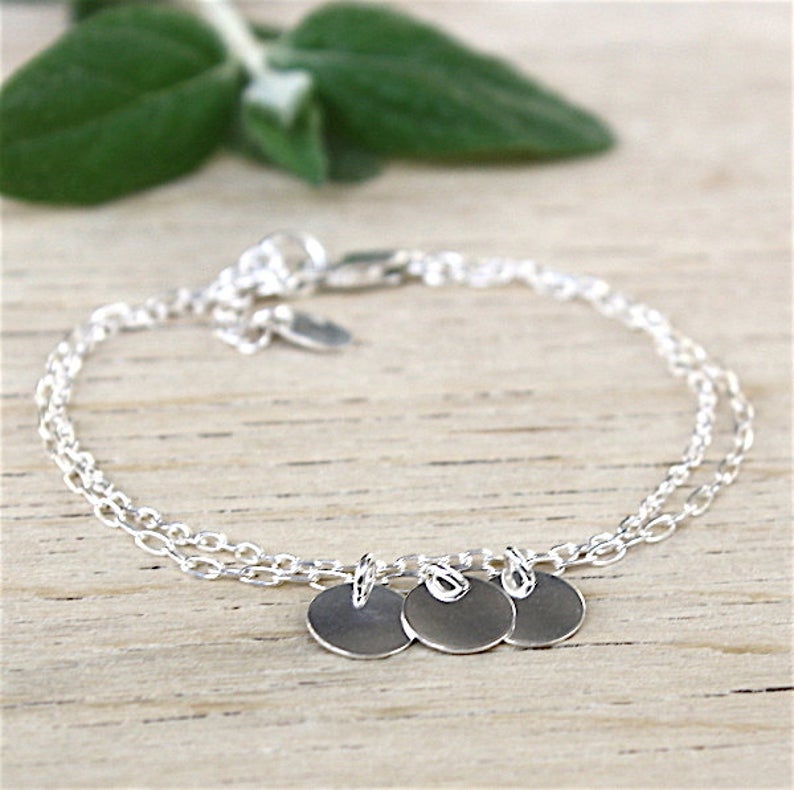 Bracelet femme 3 pastilles en argent 925 sur chaine double - unbijouforyou