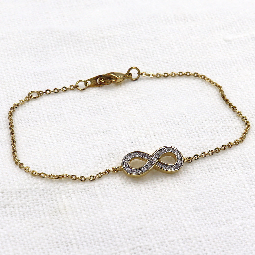 Bracelet infini en plaqué or et zircons pour femme - unbijouforyou