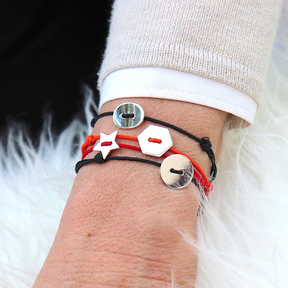 Bracelet cordon bouton oval en argent 925 pour femme - unbijouforyou