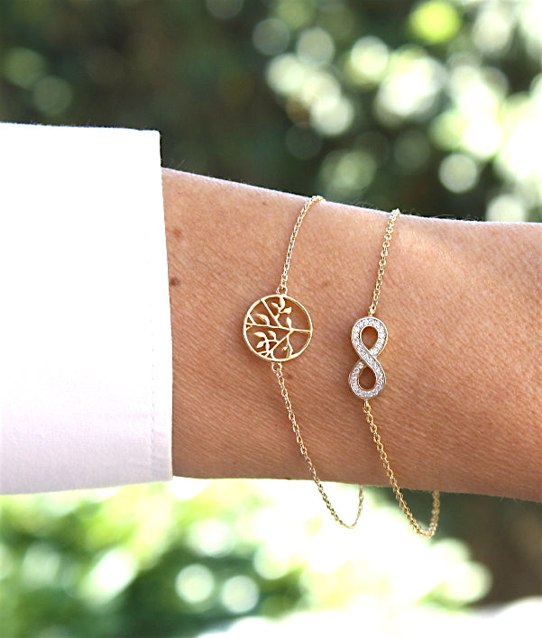 Bracelet arbre de vie en plaqué or sur chaine - unbijouforyou