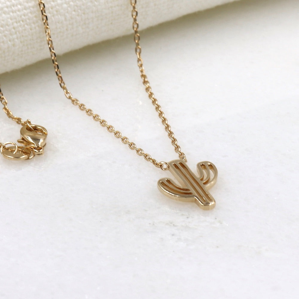 Collier plaqué or cactus pour femme - unbijouforyou