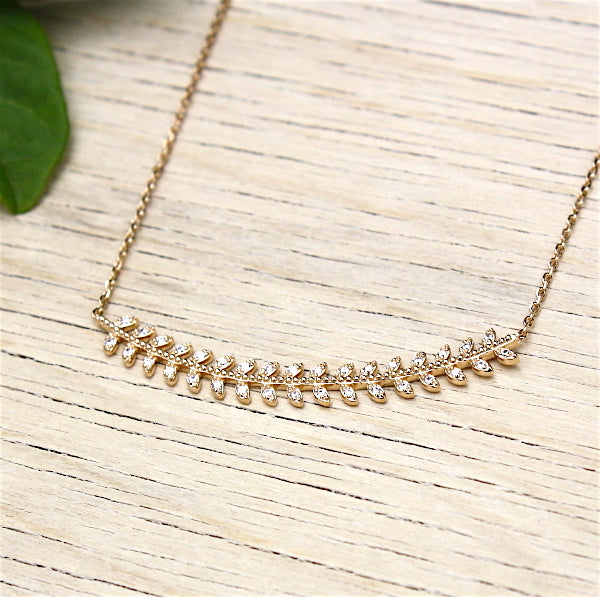 Collier épis de blé plaqué or et zircons pour femme - unbijouforyou