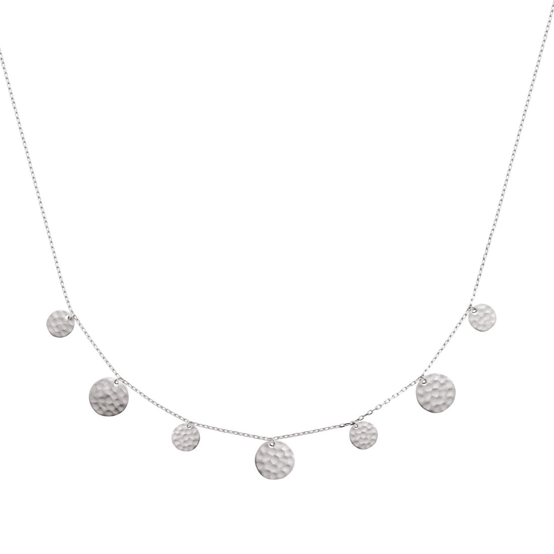 Collier femme chaine et pastilles martelées en argent 925 - unbijouforyou
