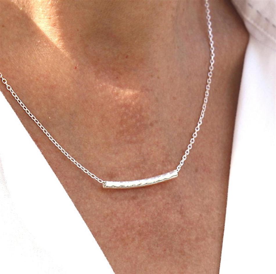 collier chaine et jonc martelé en argent 925 pour femme