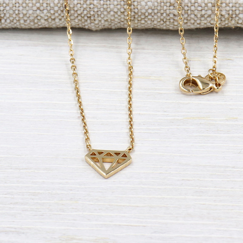 Collier plaqué or pendentif diamant pour femme - unbijouforyou