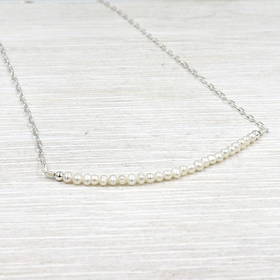 Ras de cou perles d'eau douce sur chaine argent,collier femme