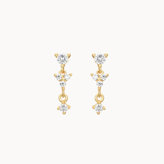 Boucles femme pendantes zircons doré ou argent,