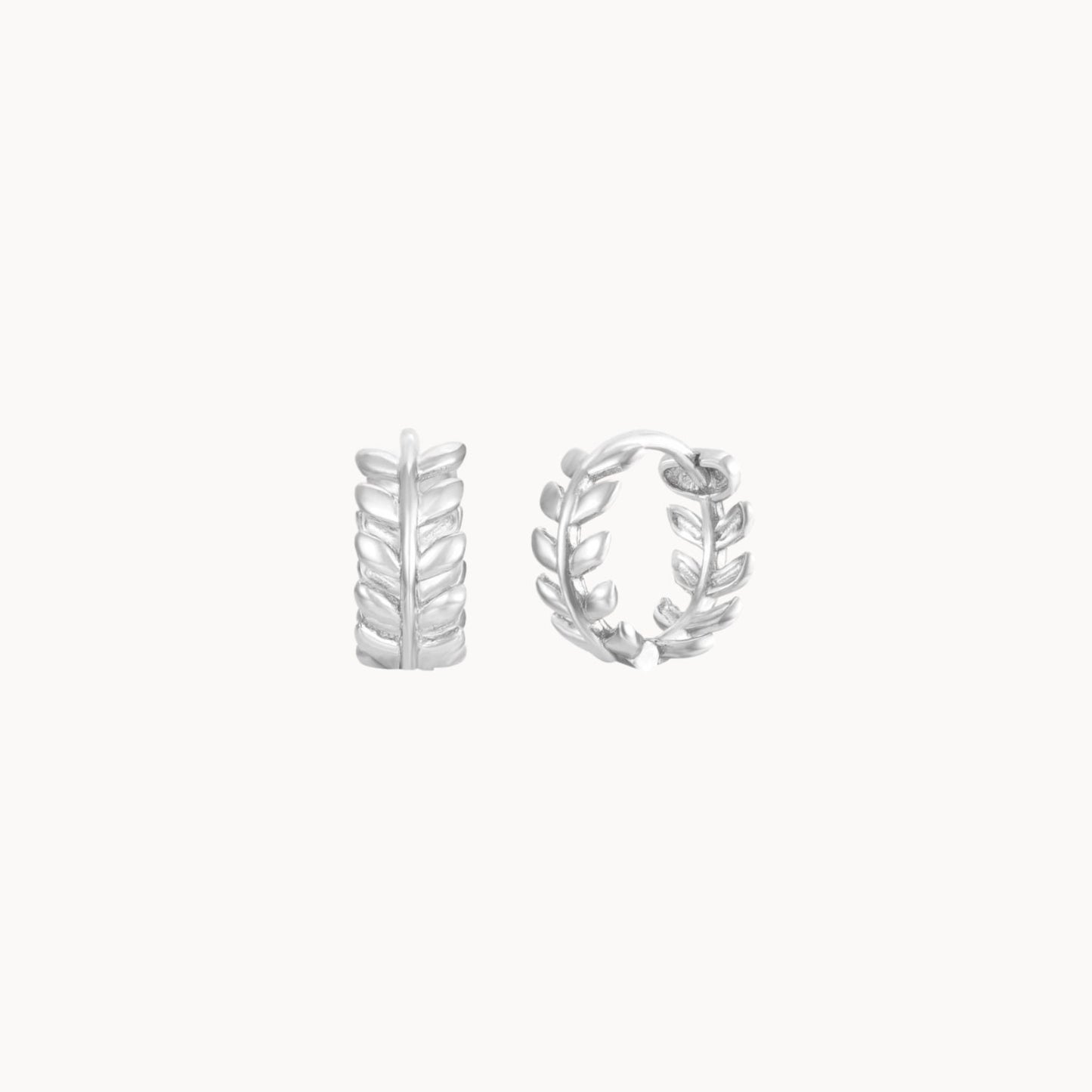Boucles oreilles cerceaux feuilles femme doré ou argent