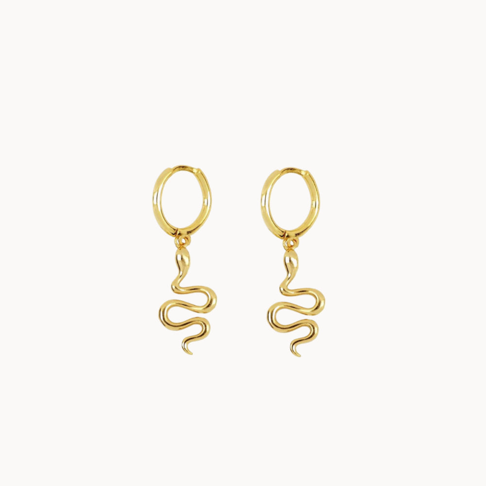 Créoles pendentif serpent femme doré ou argent ,cadeaux pour elle