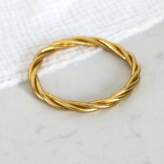 Bracelet jonc bouddhiste doré torsadé, jonc femme vendu à l'unité