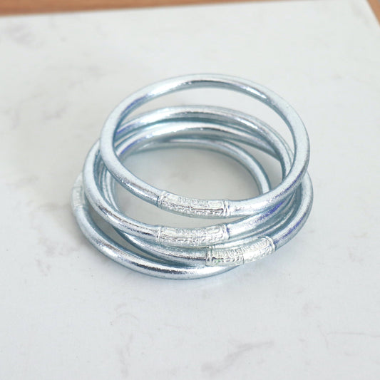 Bracelet jonc epais argent bouddhiste avec mantras femme