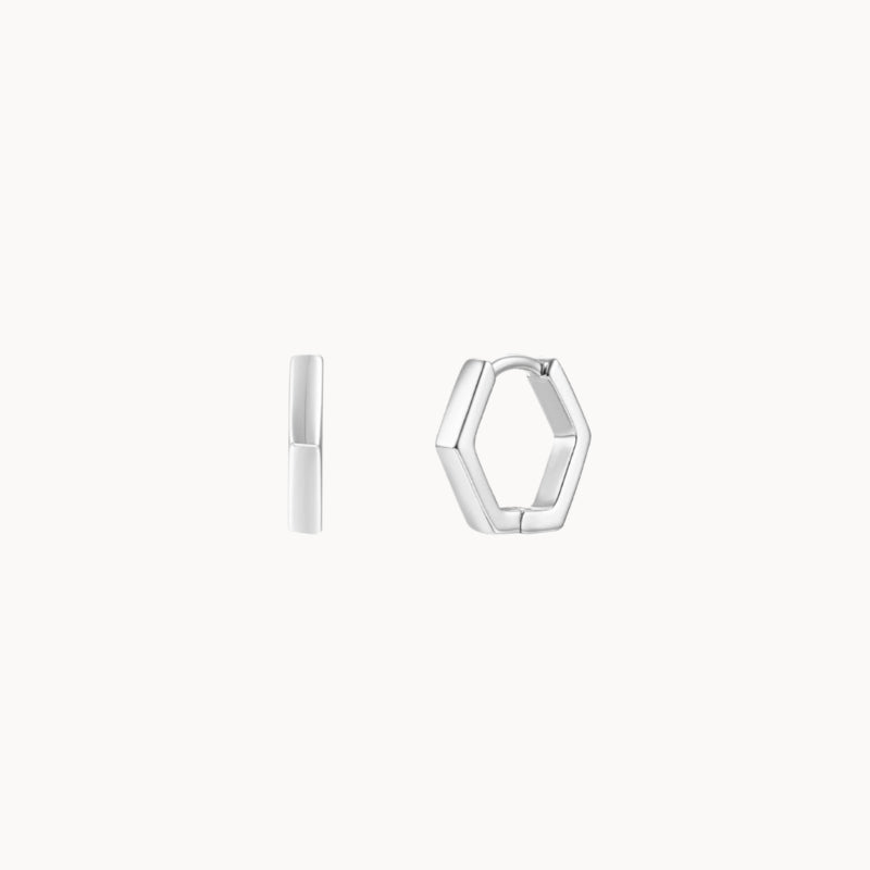 Créoles femme forme hexagonale doré ou argent