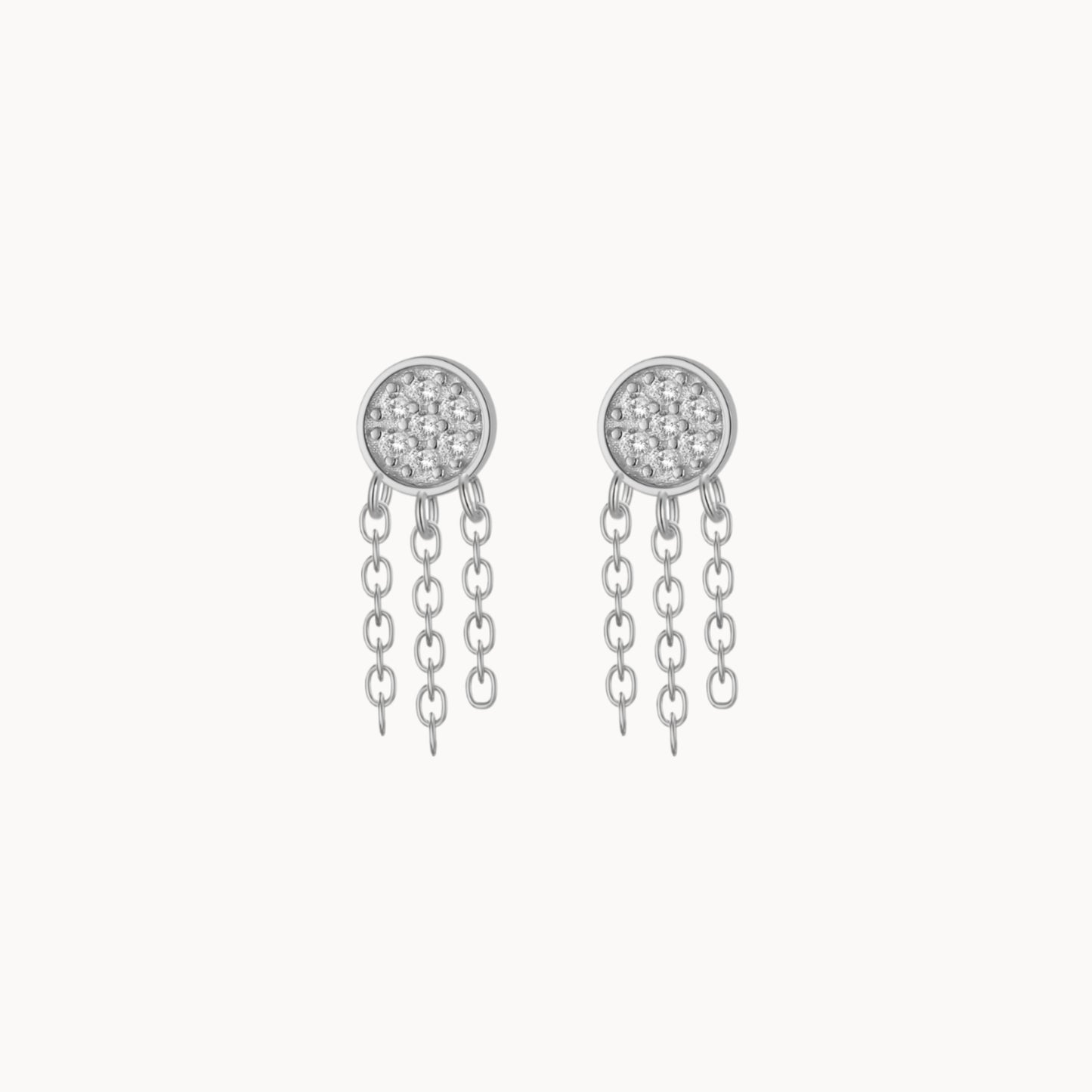 Petites puces d'oreilles cercle zircons avec chaines