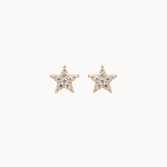 Boucles d'oreilles femme clous étoile avec zircons doré ou argent