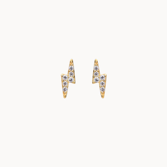 Boucles d'oreilles clous éclairs avec zircons femme doré ou argent