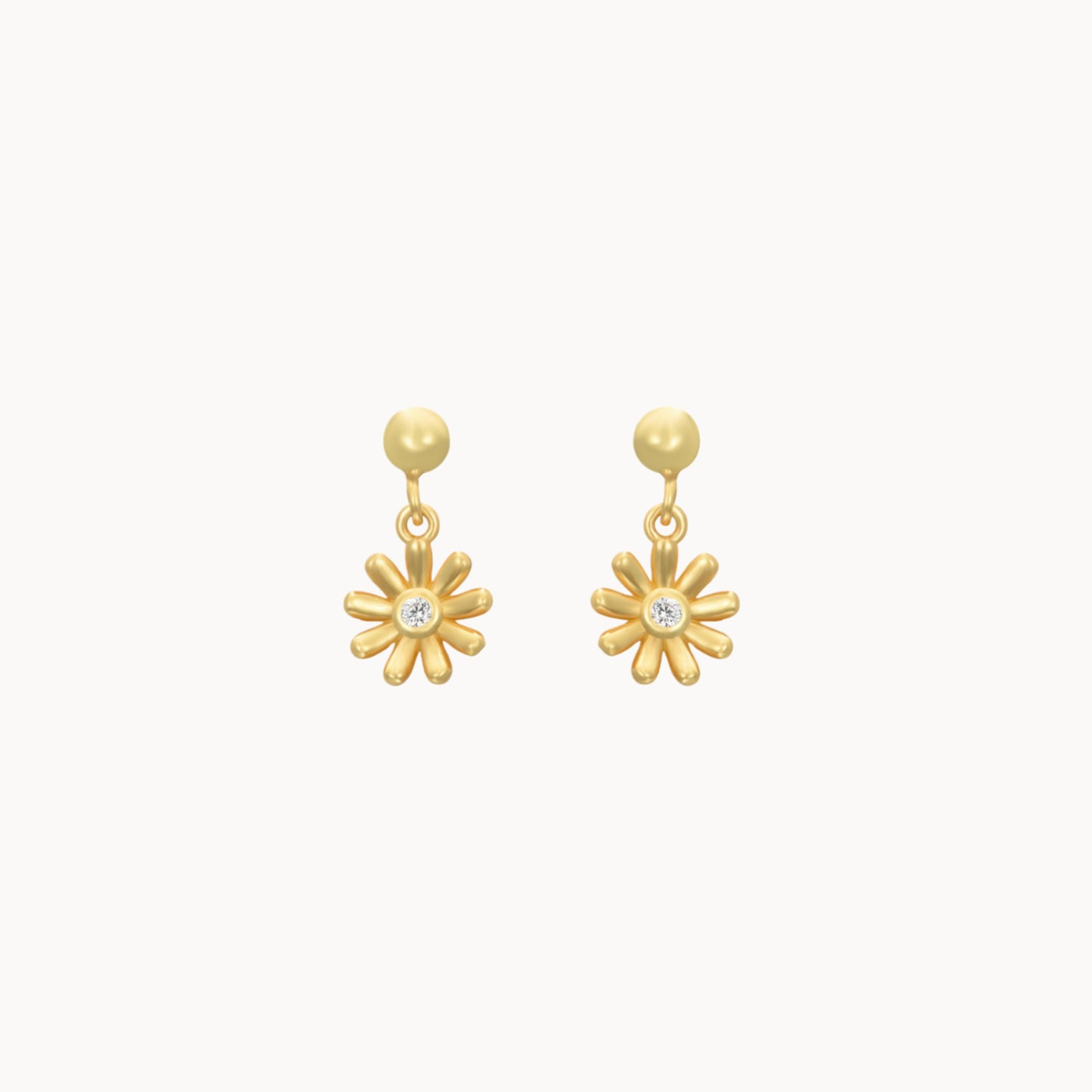 Petites puces d'oreilles fleur pendante femme argent ou doré