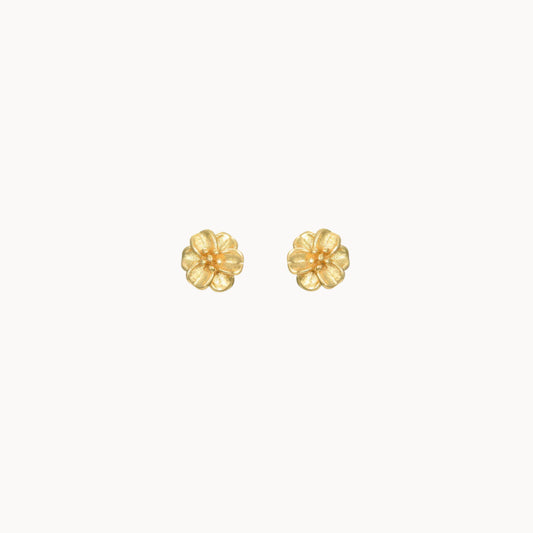 Puces d'oreilles minimalistes motif fleurs dorées pour femme