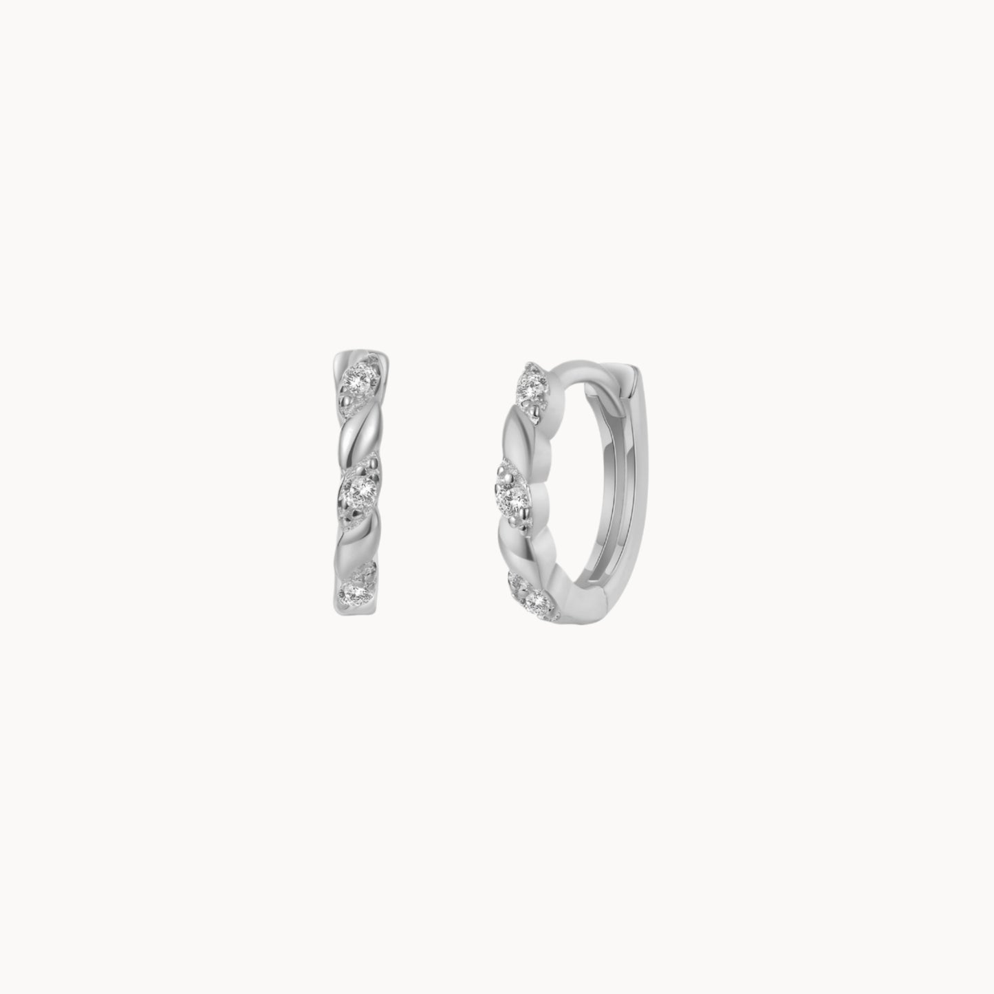 Boucles d'oreilles créoles argent ou doré avec zircons femme