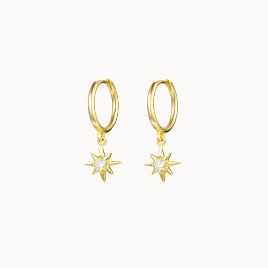 Petites boucles d'oreilles cerceaux pendentif étoile avec zircon