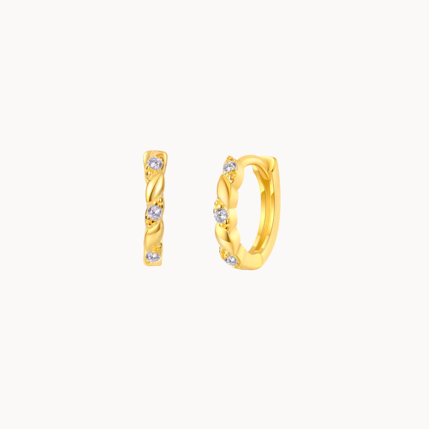 Boucles d'oreilles créoles argent ou doré avec zircons femme