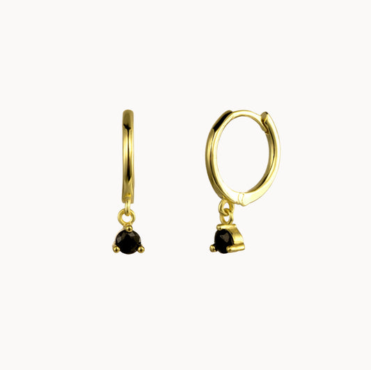 Boucles d'oreilles femme puces zircon noir doré ou argent