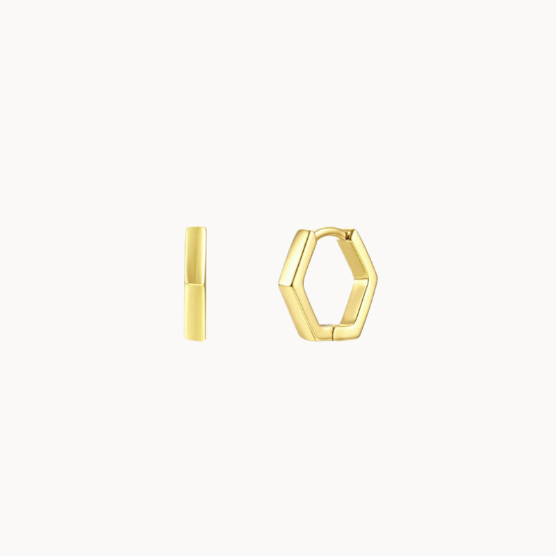 Créoles femme forme hexagonale doré ou argent