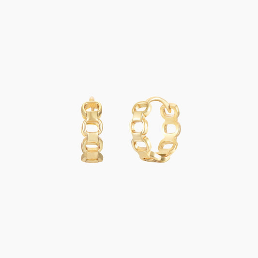 Petites boucles d'oreilles cerceaux en forme de maillons argent ou doré