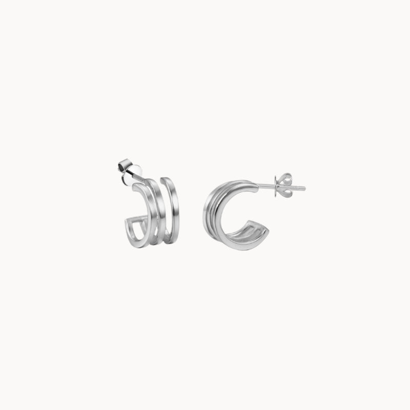 Boucles d'oreilles femme trois créoles ouvertes doré ou argent