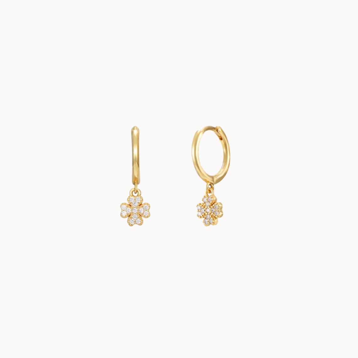 Boucles d'oreilles cerceaux pendentifs trèfles avec zircons