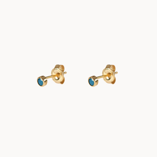 Petites puces cabochons zircon turquoise femme argent ou doré