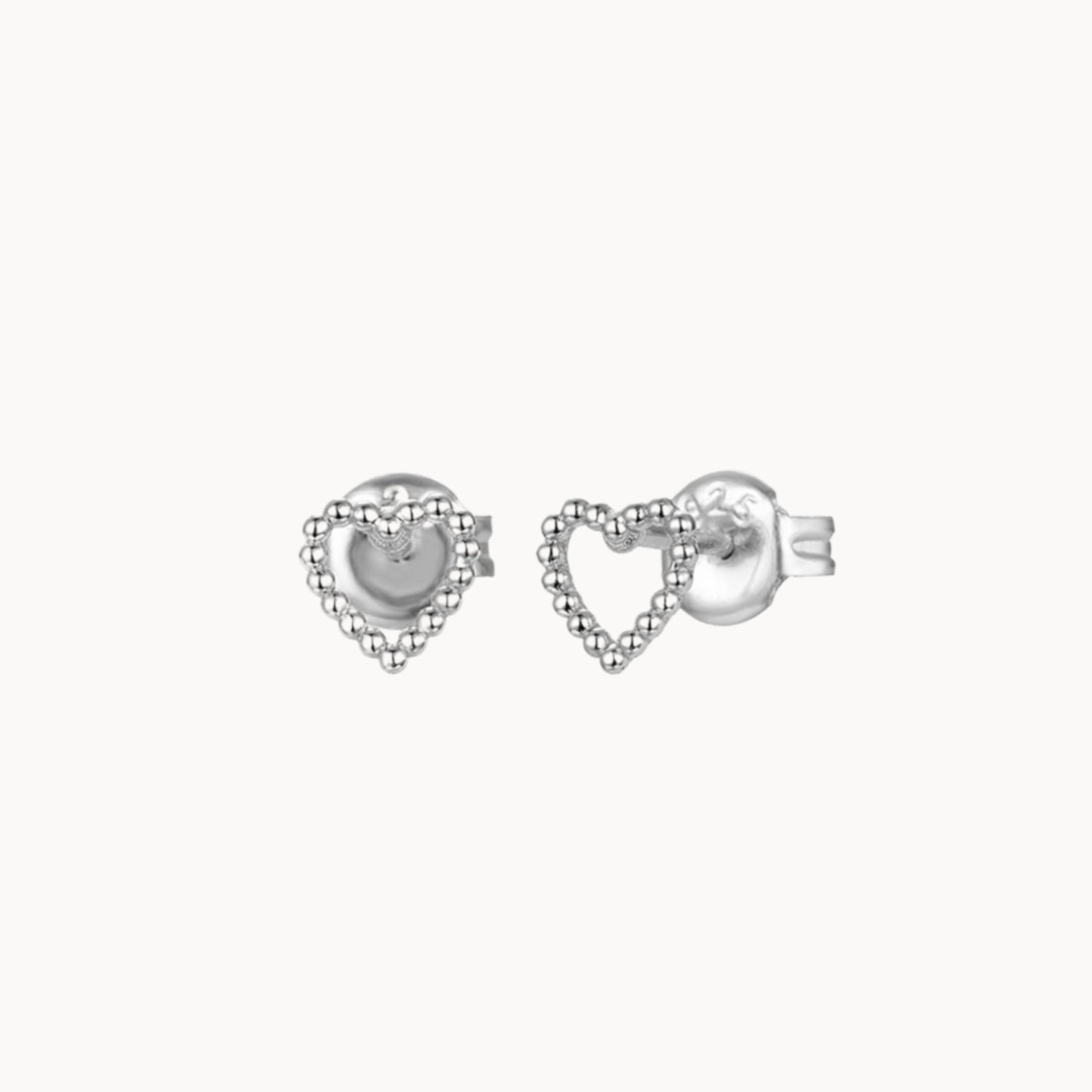 Puces d'oreilles coeur boules argent ou doré pour elle