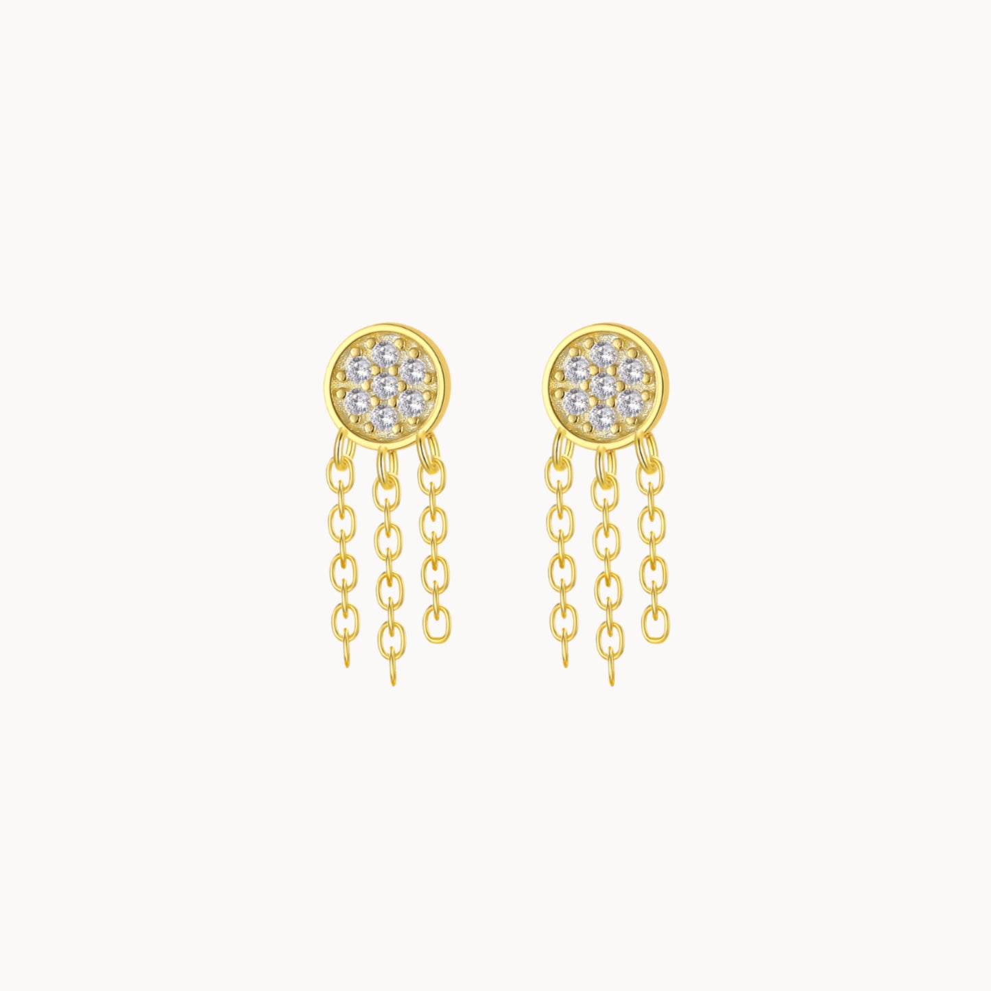 Petites puces d'oreilles cercle zircons avec chaines
